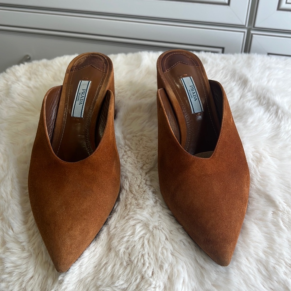 Suede Prada Mules